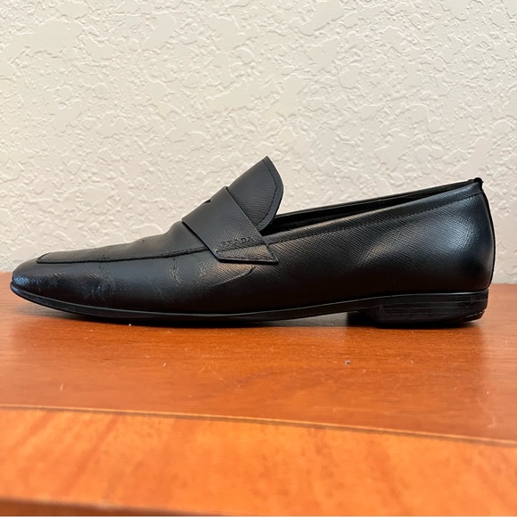 PRADA Black Saffiano Leather Loafers with Rubber Soles Size 9 (US10) - Picture 4 of 16